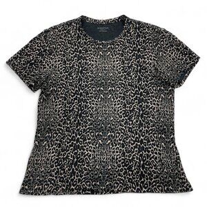 ALL SAINTS Oversized Shirt Leopard Print Feline Crew Short Sleeve Tee Men's S